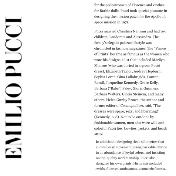 Emilio Pucci-U.S. Educated, History Of, Italy’s ⭐️ - Picture 6 of 13